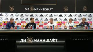 Pressekonferenz der Nationalmannschaft mit Joshua Kimmich, Oliver Bierhoff, Christofer Clemens und Stefan Ries