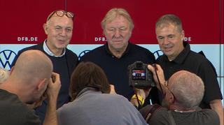 Pressekonferenz mit Horst Hrubesch, Bernd Neuendorf und Andreas Rettig