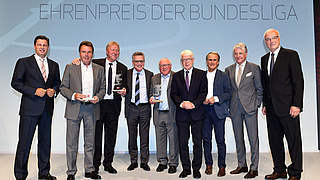 Ehrenpreis der Bundesliga für Seeler, Hrubesch und Bruchhagen